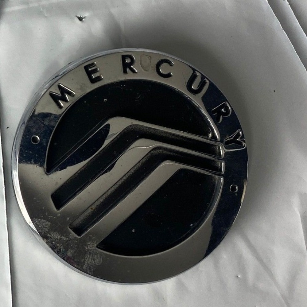 Mercury Emblem Wheel Center‎ Cap Chrome Black V6 Logo